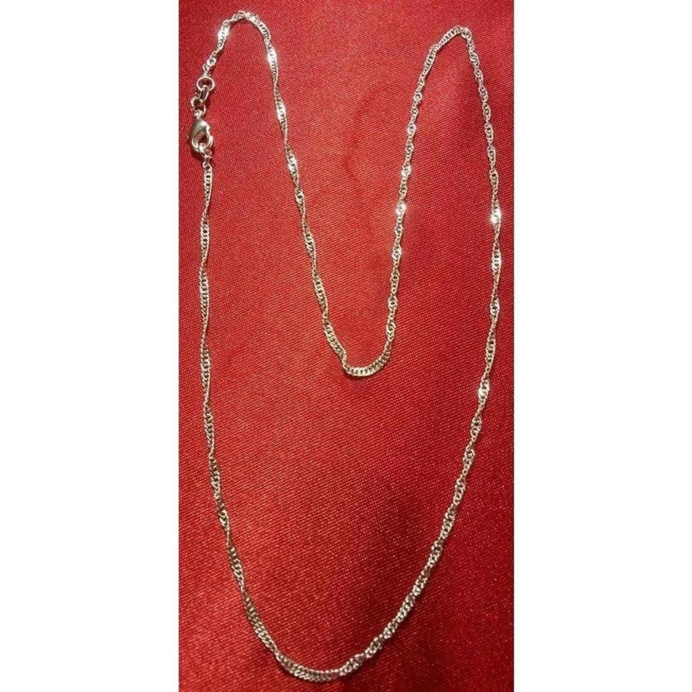 Sterling Silver 925 Plated 18 Inch Water Wave Chain Necklace New Thin 1/16th"
